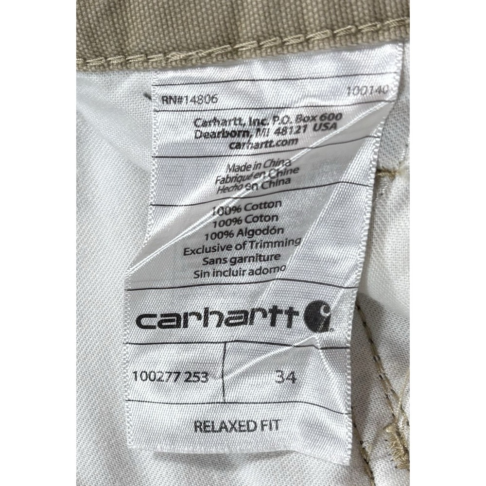 Carhartt Mens Rugged Relaxed Fit Canvas Cargo Shorts 34 Beige Outdoor Hiking 513 - Picture 9 of 9